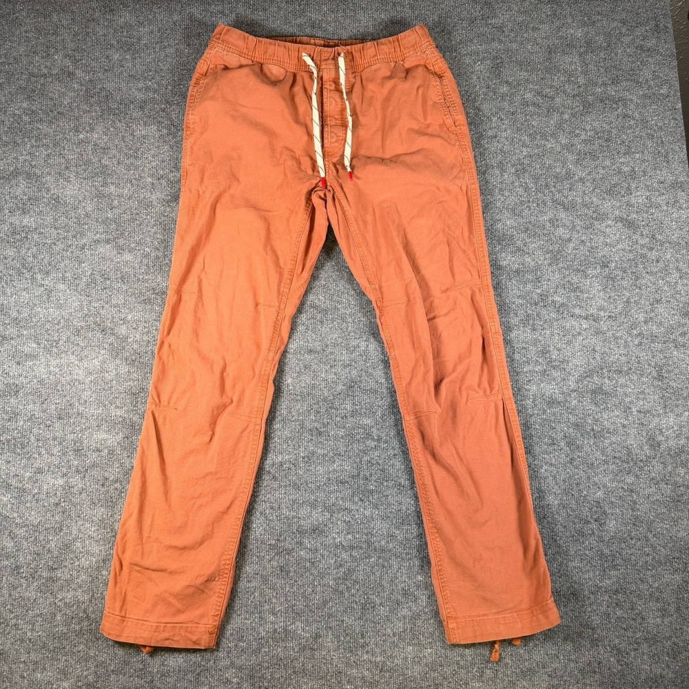 Topo Designs Dirt Pants Men's M Organic Cotton Stretch Drawstring Burnt Orange
